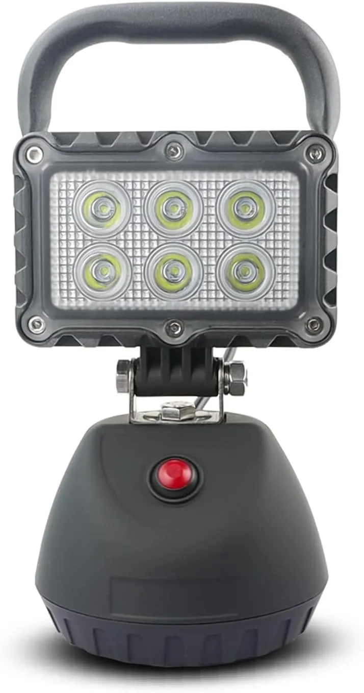 LED 18W Work Light 2400LM Aluminum Alloy Strong Magnetic Waterproof Dustproof Portable Handle Floodlight Suitable for Repair Workshop Garage Construction Site (Black)