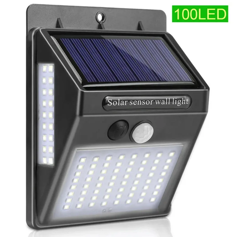 LED Outdoor Solar Light with Remote Control, Motion Sensor Solar Spotlight - 3 Modes Wall Light for Street and Garden Decoration