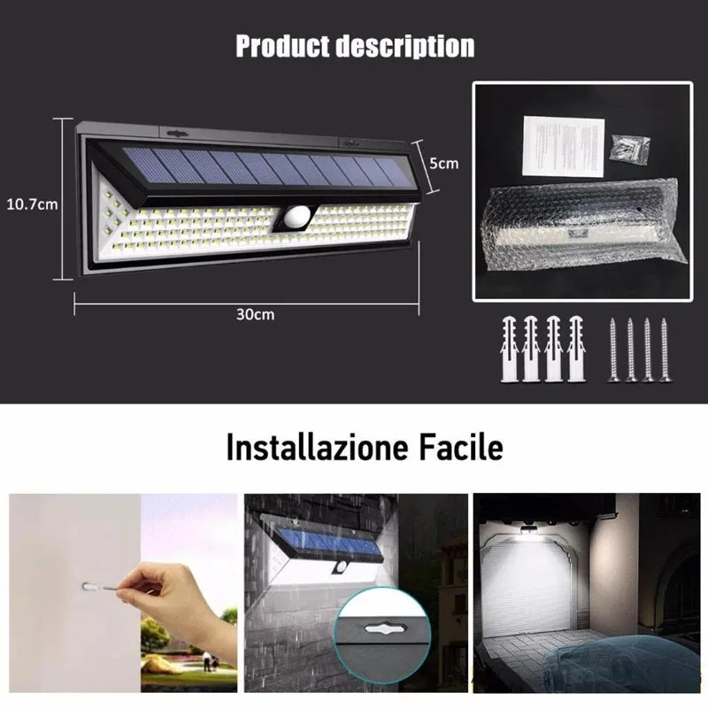 LED Outdoor Solar Light with Remote Control, Motion Sensor Solar Spotlight - 3 Modes Wall Light for Street and Garden Decoration