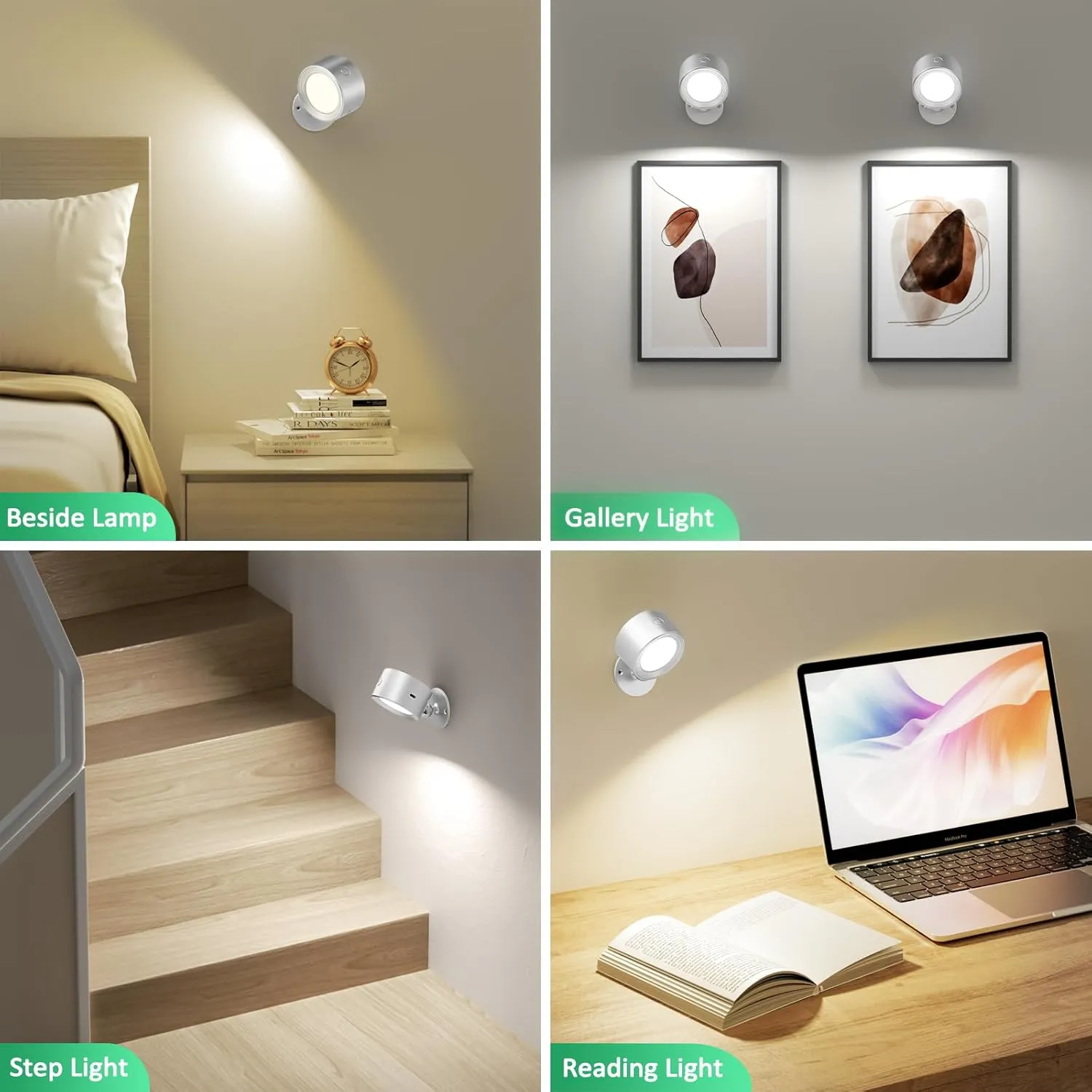 LED Reading Lights, Wall Lights Sconces with Remote Rechargeable Battery Operated, 3 Color Temperatures & Dimmable Light Magnetic Ball 360°Rotation, Lamps for Study Bedside Closet