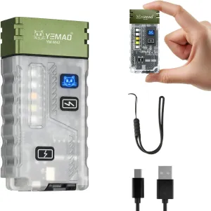 LED Small Flashlight, 600Lumens Bright Mini Keychain Light, Portable USB Rechargeable Pocket Lights with 6 Modes Compact Baseball Cap Lights Indoor and Outdoor for Walking,Everyday Carry