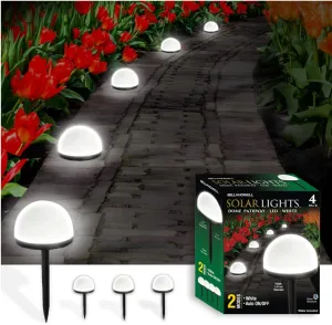 LED Solar Garden Lights 4 Pk Elegant Dome Solar Pathway/Yard Lights, Landscape, Powered Waterproof, Driveway, Lawn & Walkway, Garden Décor for Outside Clearance