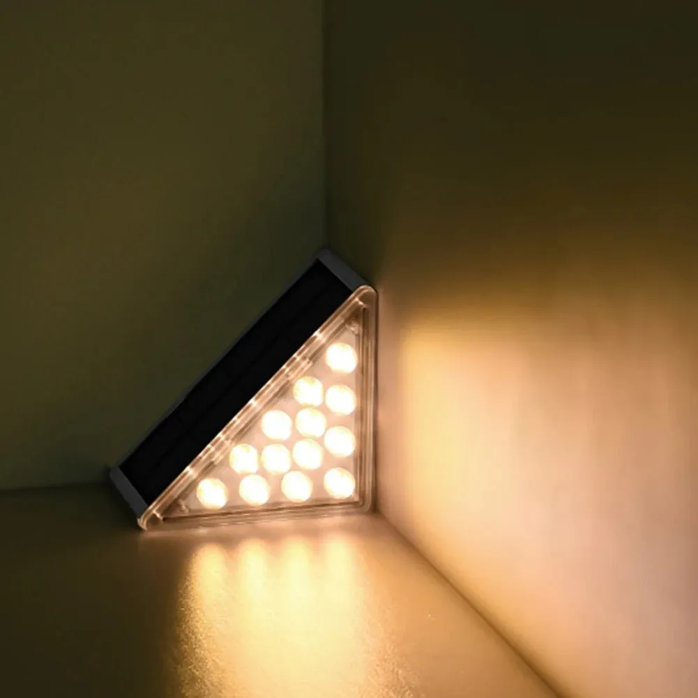 LED Solar Step Lights for Outdoor Stair - Triangle Solar Deck Light for Garden, Patio, Yard, Porch and  Front Door