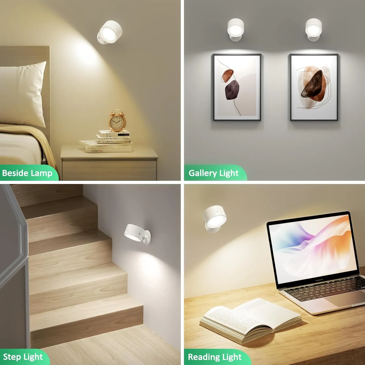 LED Wall Sconces 2 Pcs with Remote, Wall Mounted Lights Rechargeable Battery Operated, 3 Color Temperatures & Dimmable Wall Lamp Magnetic 360° Rotation Wireless Light for Bedroom Living Room