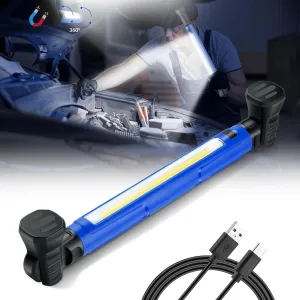 LED Work Light, 3000LM 5200mAh Rechargeable Magnetic Underhood IP54 Waterproof Cordless Work Light Bar with Hooks & USB Power Output, Battery Powered Light for Mechanics/Workshop/Emergency