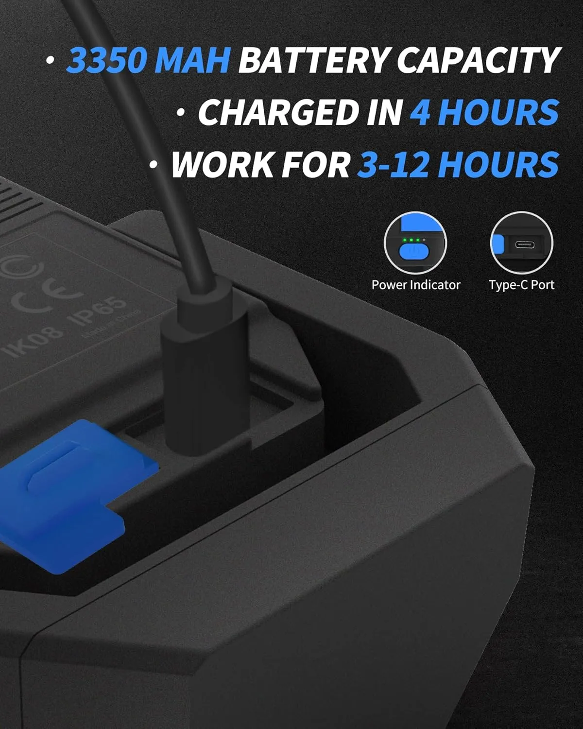 Led Work Light with 4 Modes,1200LM Portable COB Magnetic Light,3350mAh Recharge Spotlight and Floodlight,150° Rotate IP65 Waterproof for Car Repair and Camping, Blue (1 Pack Without Hook)