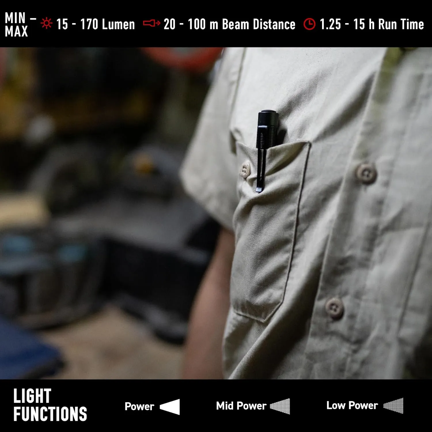 Ledlenser, P4R Work Rechargeable Torch, 170 lumens, Advanced Focus System, Magnetic Charge System