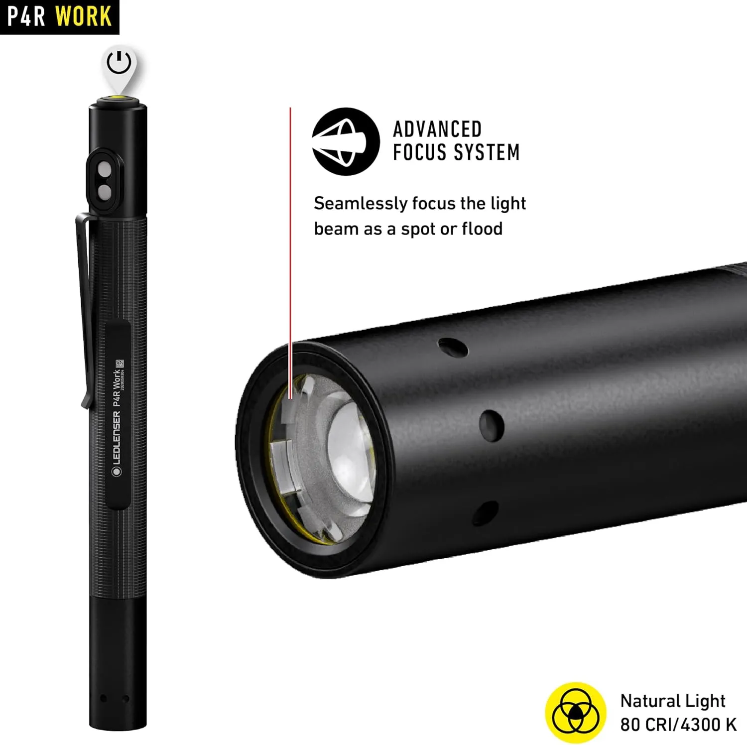 Ledlenser, P4R Work Rechargeable Torch, 170 lumens, Advanced Focus System, Magnetic Charge System