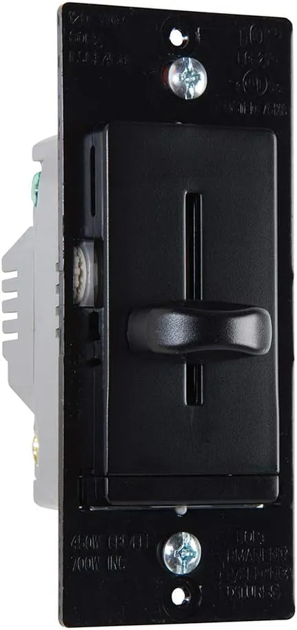 Legrand Pass & Seymour LS450BK 450W LS Series Non-Preset Dimmer Light Switch for Dimmable LED and CFL Bulbs, Single Pole, Black (1 Count)