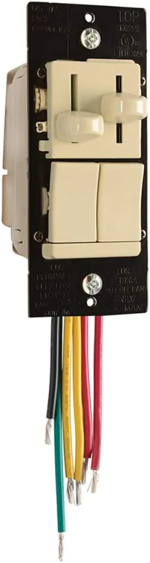 Legrand Pass & Seymour LSCLDC163PI 450W LS Series Preset Dimmer Light Switch for Dimmable LED and CFL Bulbs Plus 1.6A Fan Control, Single Pole/3-Way, Ivory (1 Count)