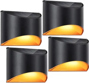 LeiDrail Solar Step Lights Outdoor Deck Fence Stair Warm Light Sun Powered LED Illuminated Landscape Lighting Waterproof for House Yard Garden Post Black - 4 Pack