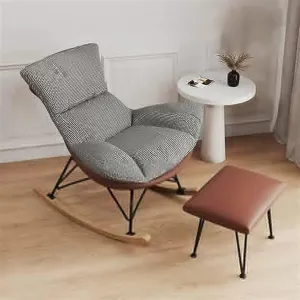 Leisure Rocking Chair Soft Rocking Chair with Footstool,Comfy Upholstered Rocking Chair Glider Rocker,Living Room Sofa Rocking Chair Recliner(Yellow)