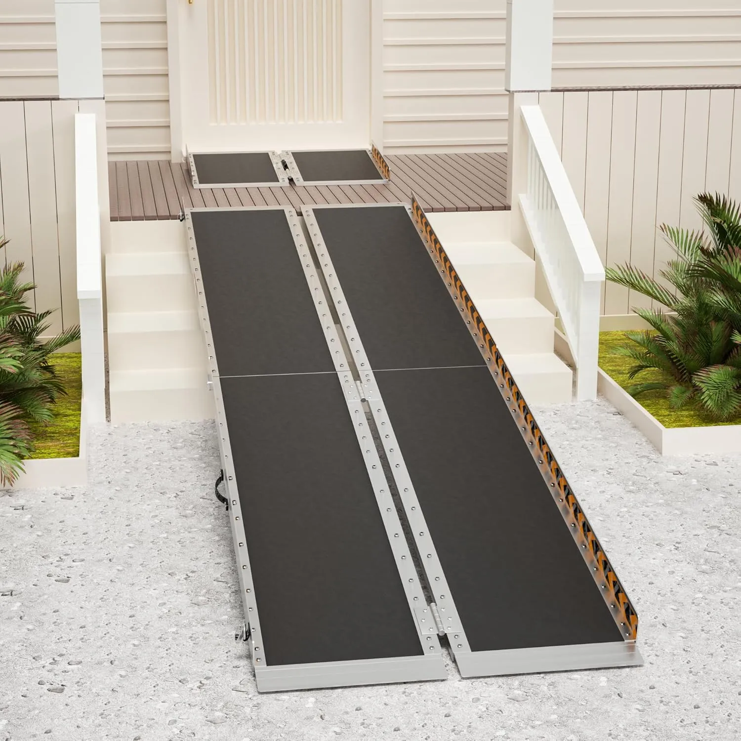 LEMNISCATE 8FT Wheelchair Ramp, Anti-Slip Portable Aluminum Ramps for Home, 800 LBS Capacity Folding Handicap Threshold Wheel Chair Ramps for Home, Entry, Steps, Stairs, Doorways, Curbs, Shed, Car