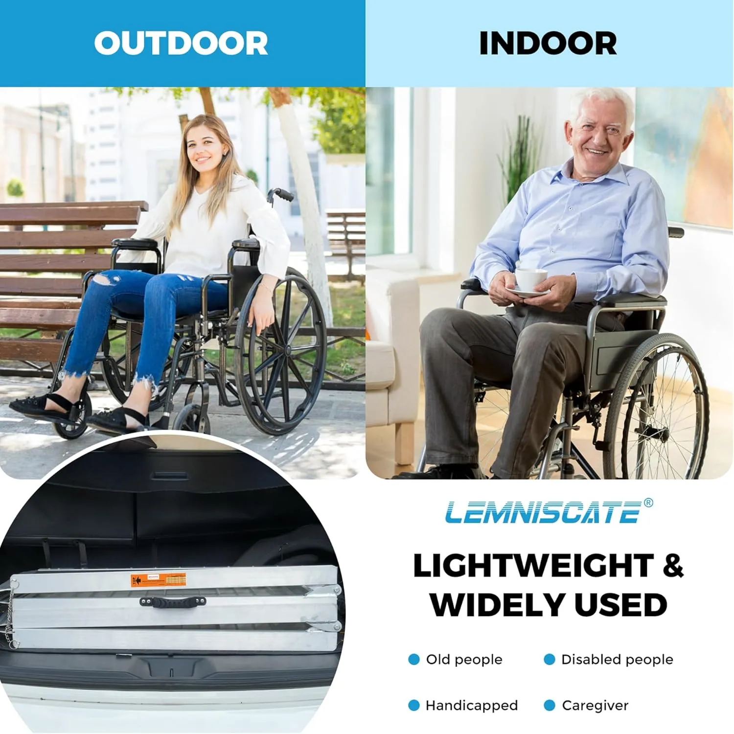 LEMNISCATE 8FT Wheelchair Ramp, Anti-Slip Portable Aluminum Ramps for Home, 800 LBS Capacity Folding Handicap Threshold Wheel Chair Ramps for Home, Entry, Steps, Stairs, Doorways, Curbs, Shed, Car