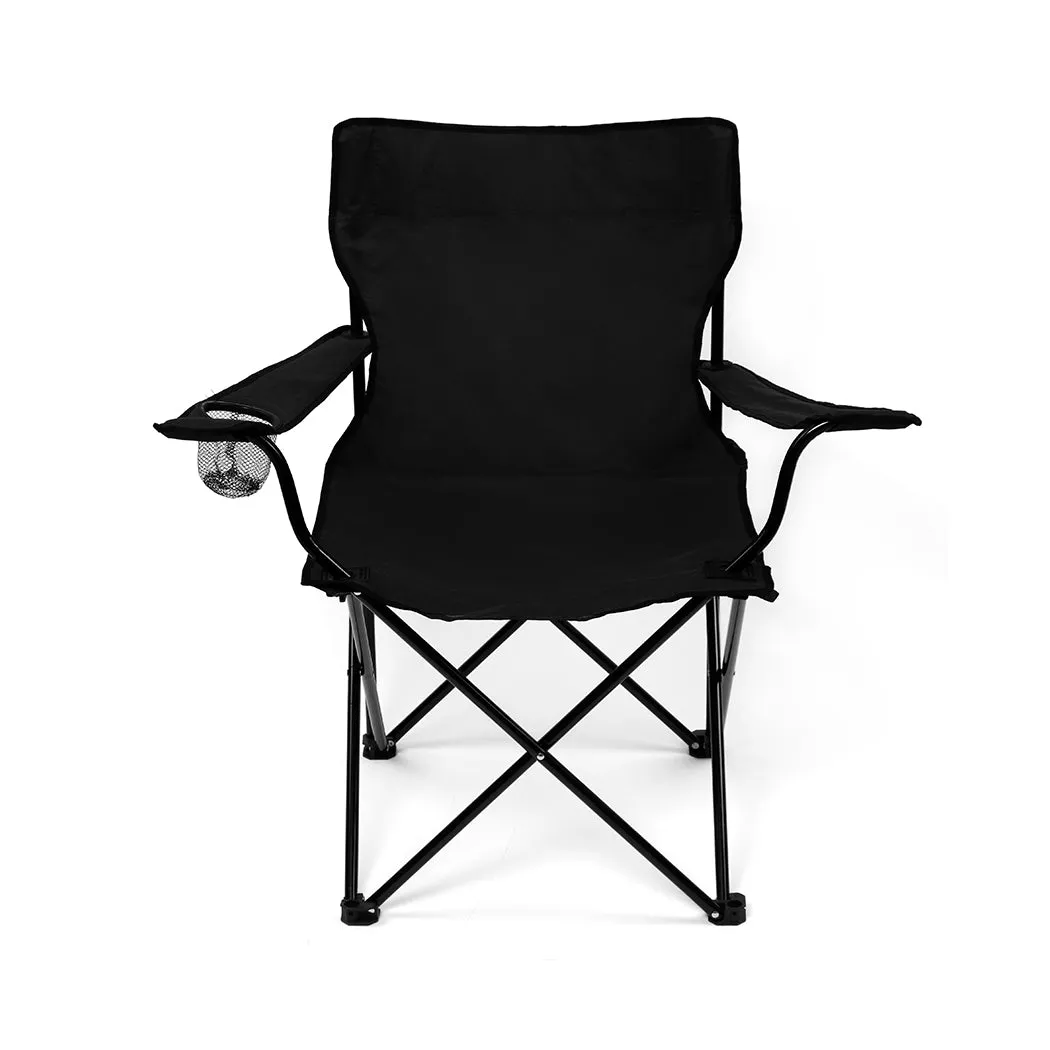 Levede Camping Chairs Folding Arm Foldable Black-TAS_Rural