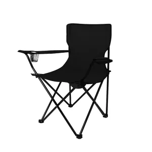 Levede Camping Chairs Folding Arm Foldable Black-TAS_Rural