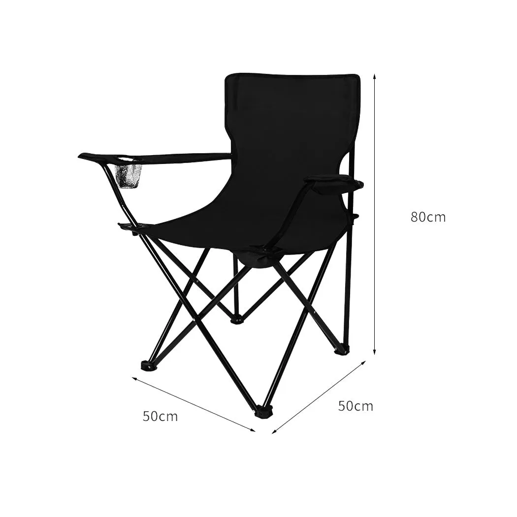 Levede Camping Chairs Folding Arm Foldable Black-TAS_Rural