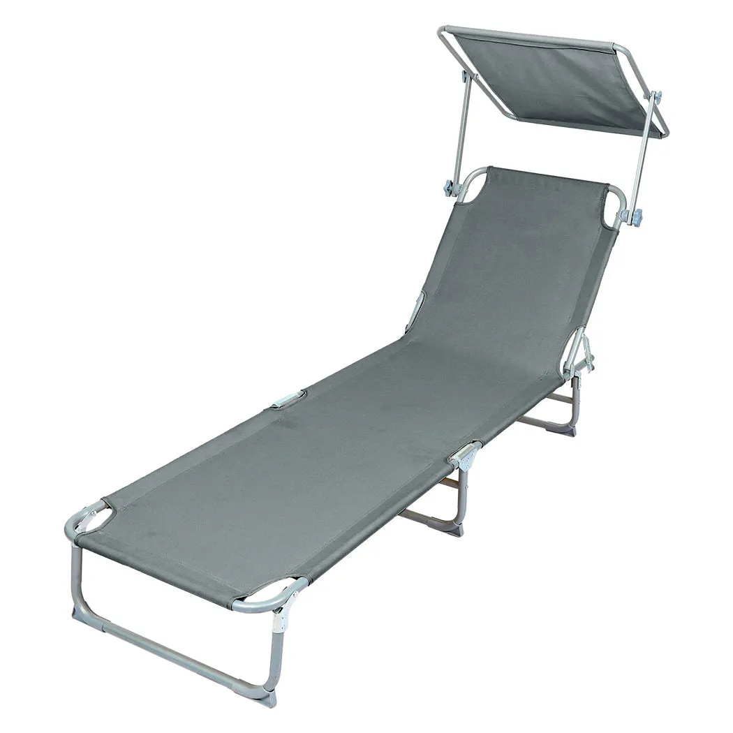 Levede Foldable Lounge Chairs with Canopy Grey-VIC_Rural