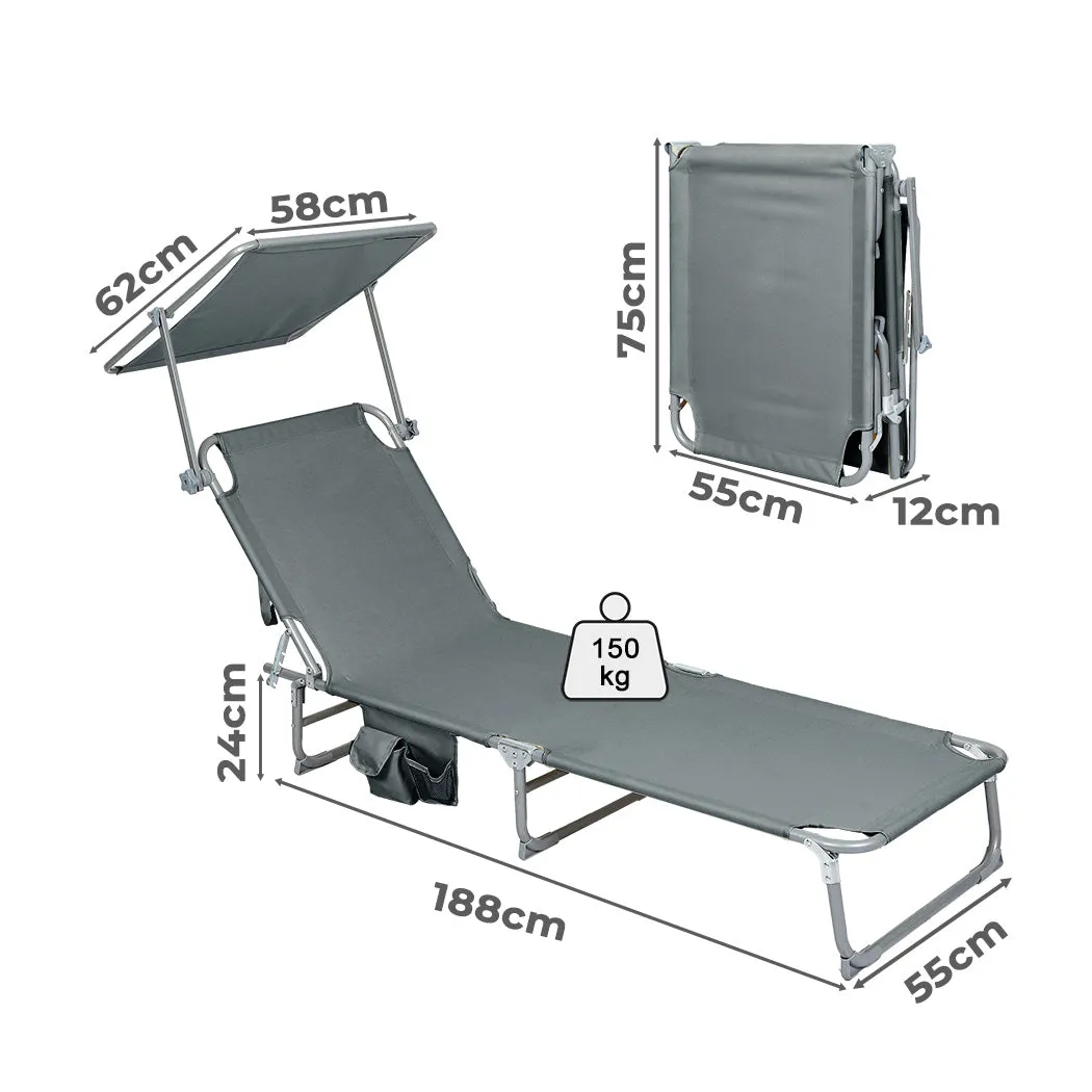 Levede Foldable Lounge Chairs with Canopy Grey-VIC_Rural