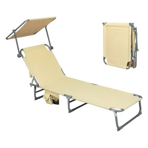 Levede Foldable Lounge Chairs with Canopy Khaki-NSW_Metro