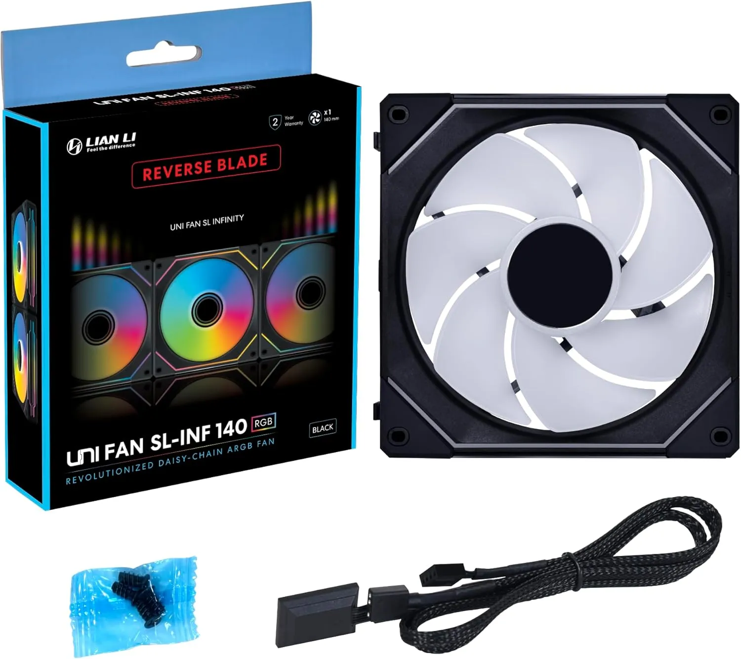 Lian Li UNI Fan SL-Infinity 120 RGB Triple Pack with Controller and 140 Black/Reverse Blade Single Fan