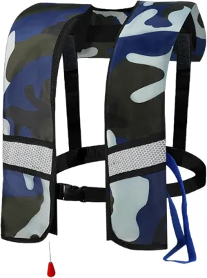 Life Jackets Automatic Inflatable Nylon Adjustable Buckle Swim Vest with Reflective Strips & Whistle Portable Water Sports Life Vest for Adults, Kids (No Gas Cylinder)