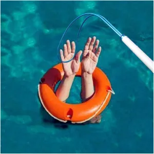 Lifesaving Pole Professional Telescopic Pool Pole for Emergency Rescue, Swimming Rescue Hook Pole for Water Parks, Speedboat, Life-Saving Rescue Equipment for Drowning Swimmers(H 1 m/3.3 ft)