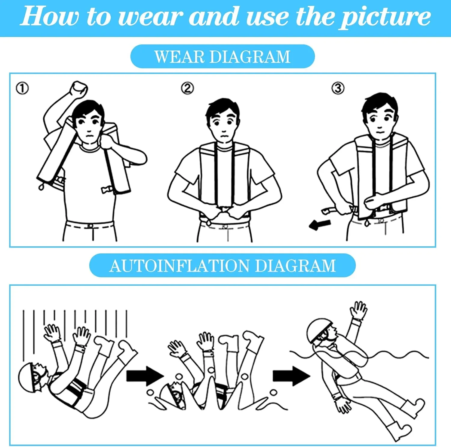 Lifjackets for Adults, Automatic Inflation Adult lifvest Water Sports Vest for Boating Fishing Kayaking Paddling Boat Safety Equipment