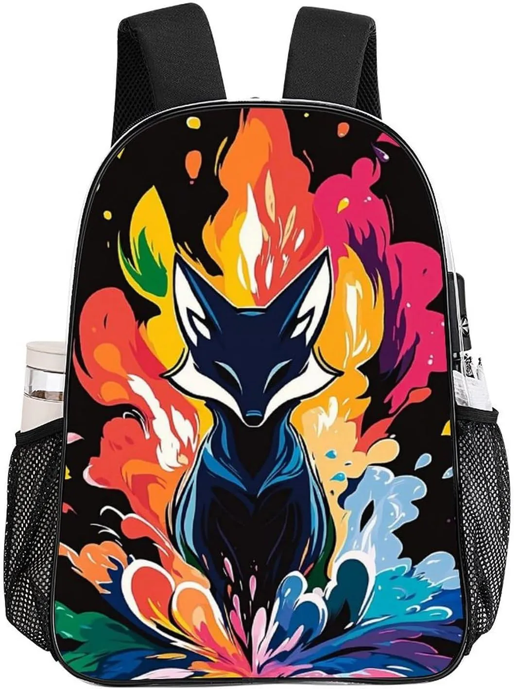 Lightweight Daypack Backpack for Trekking Work Running - Big Capacity Multipurpose Transparent Bookbag, Colorful Nine Tailed Fox Art Business Computer Bag