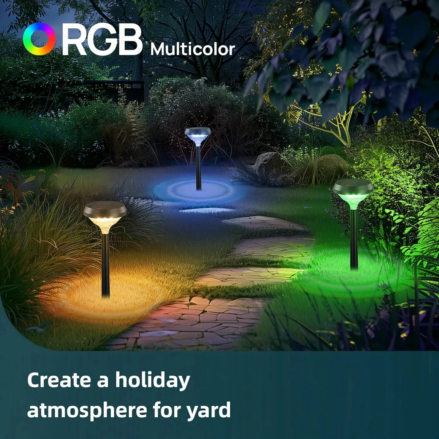 Linkind Solar Pathway Lights 8 Pack, Color Changing Path Lights Outdoor Waterproof, Multicolor Warm White Cool White Solar Lights for Walkway Pathway Yard Garden Landscape