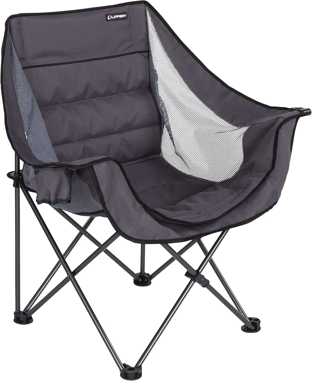 Lippert Double-Wide Padded Camping Chair with Carry Bag, Dark Grey (2021000208)
