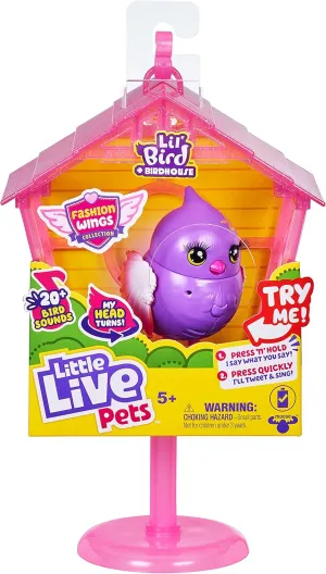 Little Live Pets - Lil' Bird & Bird House: Pretty Posh | Linkable Bird Houses, New Moving Bird Heads with 20   Sounds, and Reacts to Touch