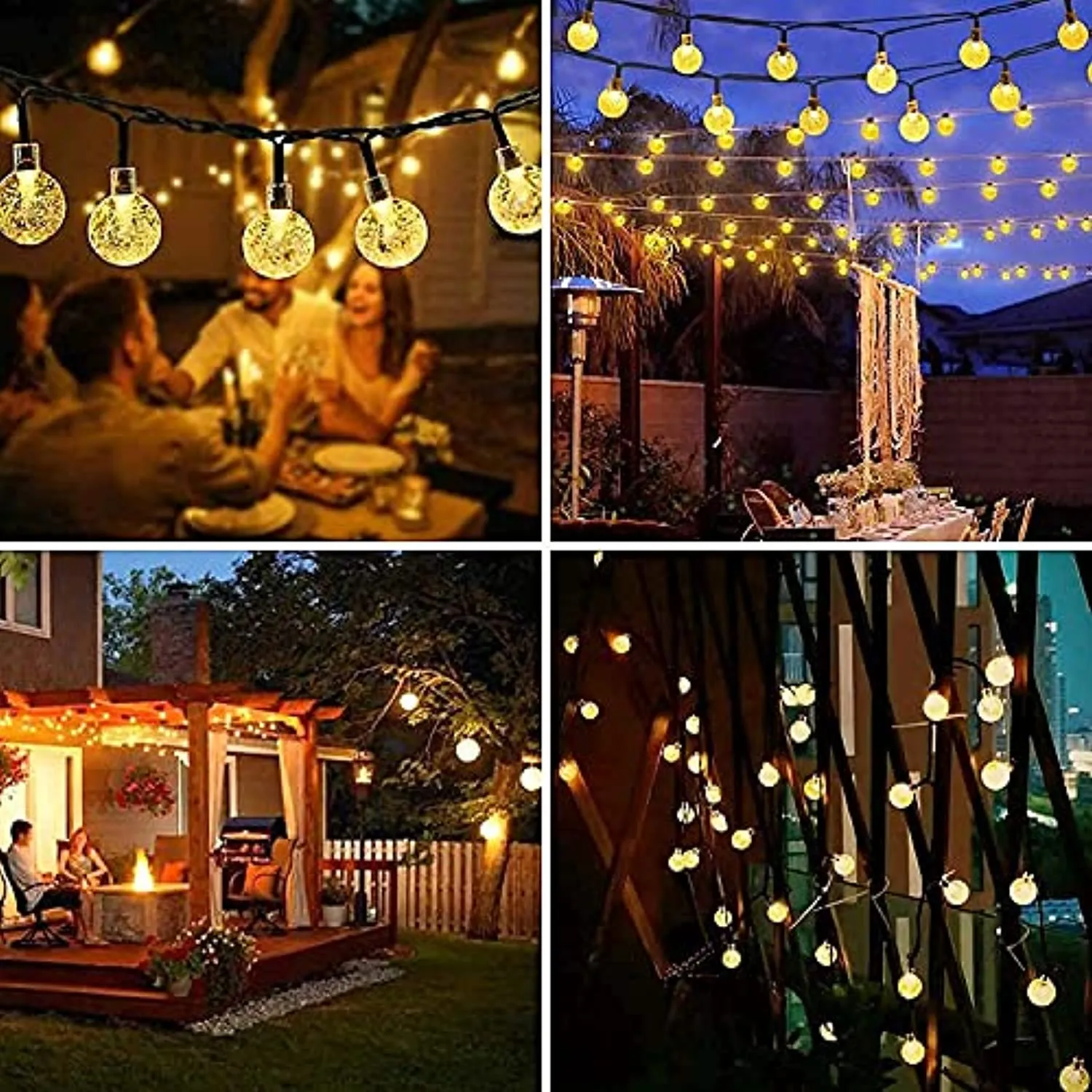 LORRYTE  2-Pack 100 LED 64FT Crystal Globe Solar String Lights, Super Bright Solar Christmas Lights Outdoor, Waterproof 8 Lighting Modes Solar Globe Lights for Christmas Tree Decor Garden Patio (Warm White)