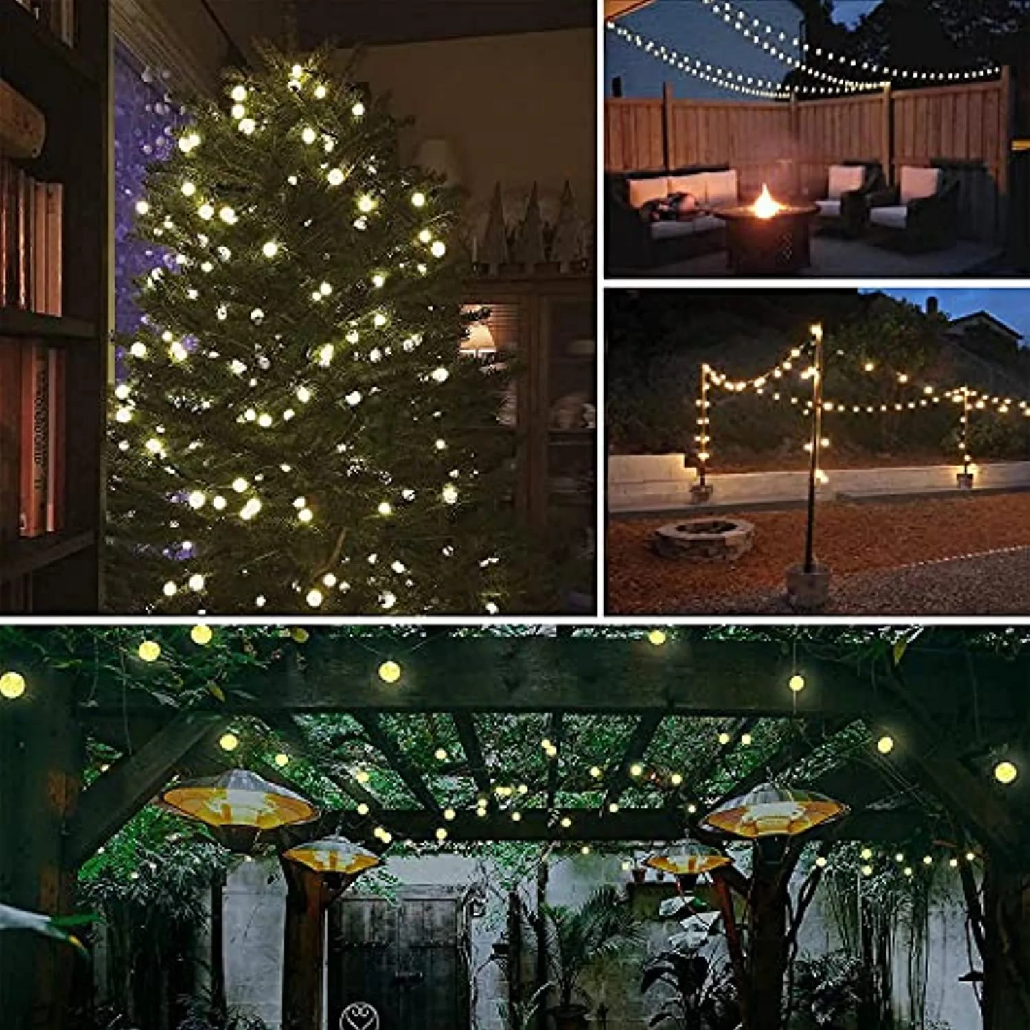 LORRYTE  2-Pack 100 LED 64FT Crystal Globe Solar String Lights, Super Bright Solar Christmas Lights Outdoor, Waterproof 8 Lighting Modes Solar Globe Lights for Christmas Tree Decor Garden Patio (Warm White)