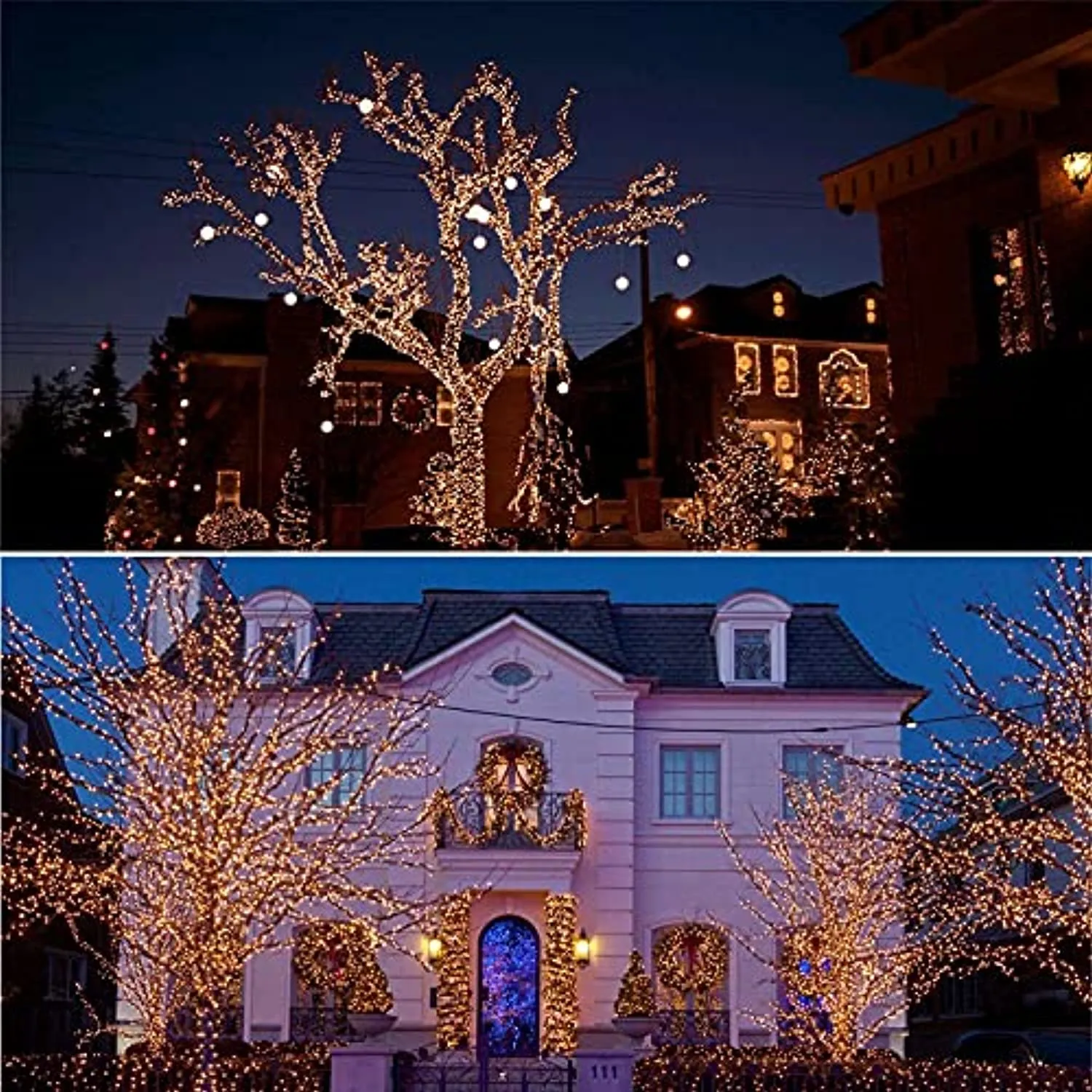 LORRYTE  Super Bright 4-Pack 160FT 400 LED Solar String Lights Outdoor (Upgraded Larger LED Beads), Waterproof Solar Christmas Lights Outdoor 8 Modes Solar Fairy Lights for Garden Patio (Warm White)