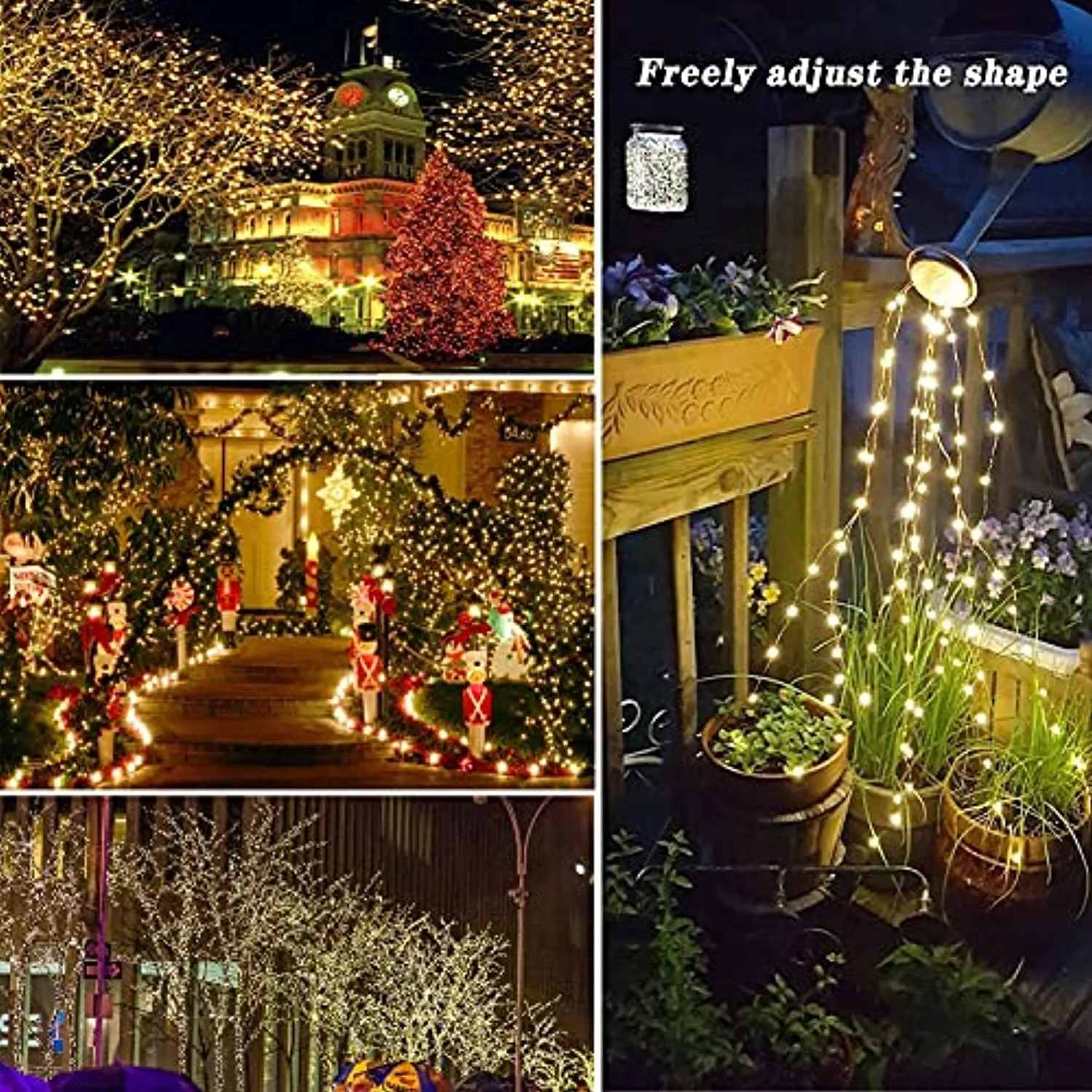 LORRYTE  Super Bright 4-Pack 160FT 400 LED Solar String Lights Outdoor (Upgraded Larger LED Beads), Waterproof Solar Christmas Lights Outdoor 8 Modes Solar Fairy Lights for Garden Patio (Warm White)