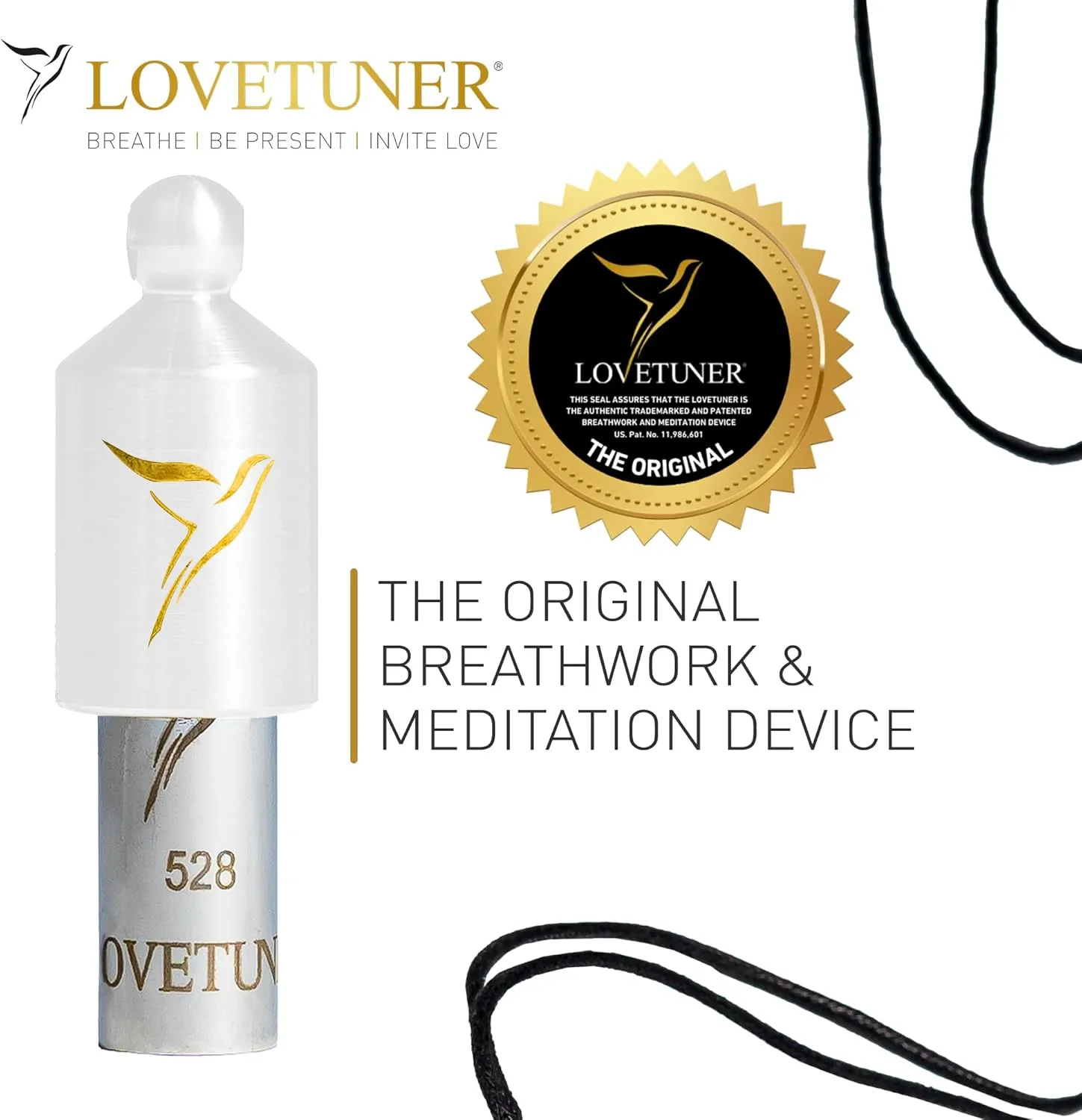 LOVETUNER Mindful Breathing & Meditation Tuning Necklace | 528 Hz Solfeggio Love Frequency | Stress Relief Whistle Necklace | Promote Calm through Sound & Breathwork for Adults