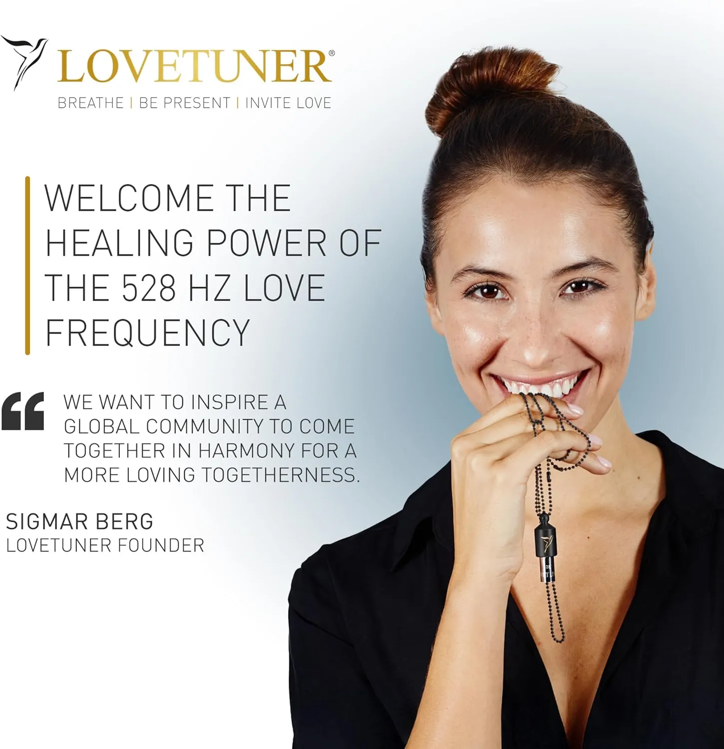 LOVETUNER Mindful Breathing & Meditation Tuning Necklace | 528 Hz Solfeggio Love Frequency | Stress Relief Whistle Necklace | Promote Calm through Sound & Breathwork for Adults