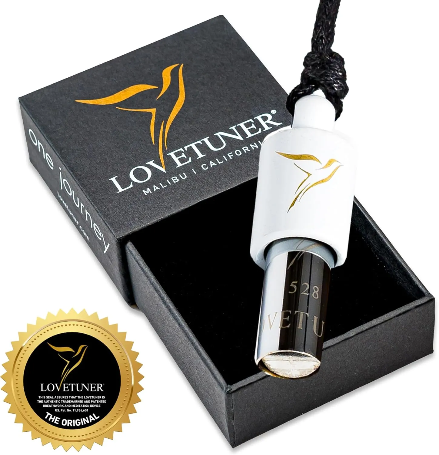LOVETUNER Mindful Breathing & Meditation Tuning Necklace | 528 Hz Solfeggio Love Frequency | Stress Relief Whistle Necklace | Promote Calm through Sound & Breathwork for Adults