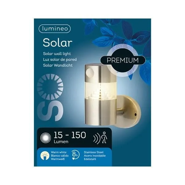 Lumineo | Solar wall light stainless steel