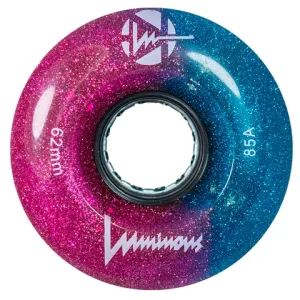 Luminous LED 62x32mm/85a GLITTER Galaxy Rollerskate Wheels - 4 Pack