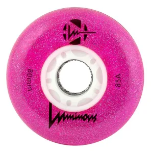 Luminous LED 80mm/85a GLITTER Pink 4 Pack Rollerblade Wheels