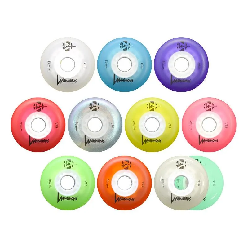 Luminous LED 80mm/85a Pink 4 Pack Rollerblade Wheels