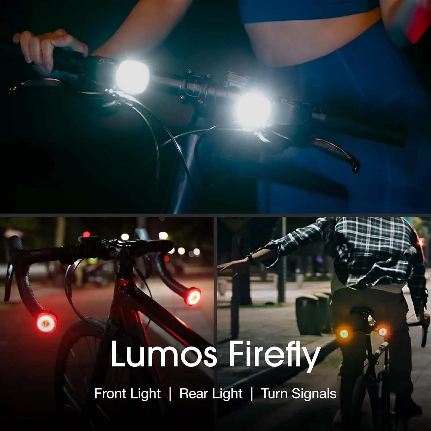Lumos Firefly Smart Bike Light System - Sync Front & Rear LED Light | Custom Brightness, Flash Pattern, Day/Night Mode | Turn Signals | Brake Lights | Night Riding Bicycle Accessories for Men & Women