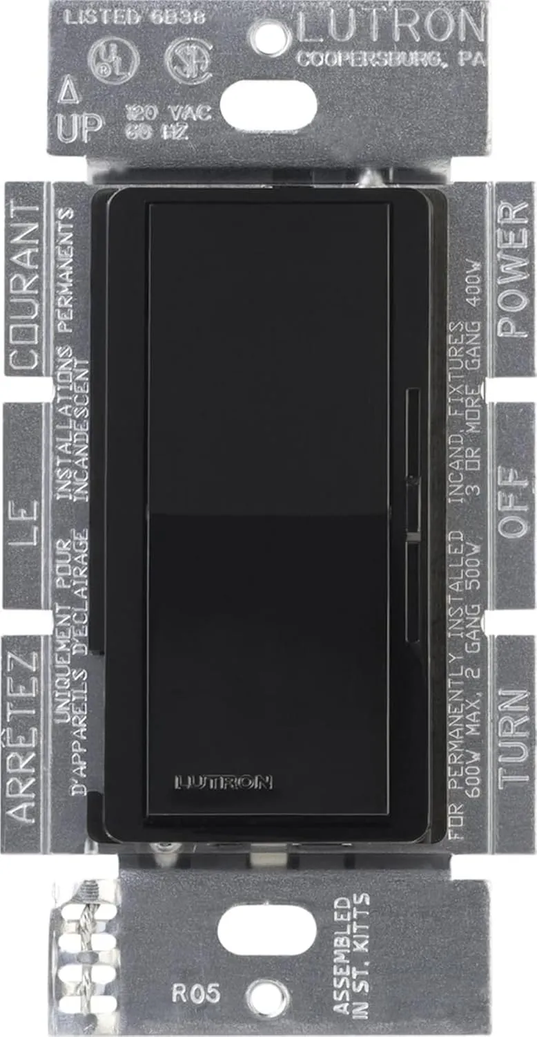 Lutron DVLV-600P-BL Diva Magnetic Low-Voltage Dimmer, Black