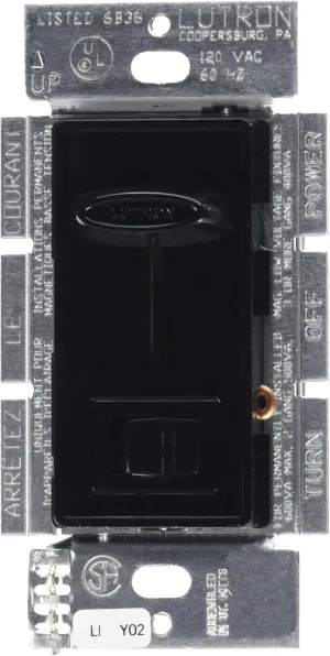 Lutron Skylark Dimmer Switch, Magnetic Low-Voltage 450-Watt/600 VA, Single-Pole/3-Way, SLV-603P-BL, Black