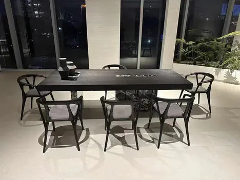 Luxury Wood Dining Chair in Black Finish Color