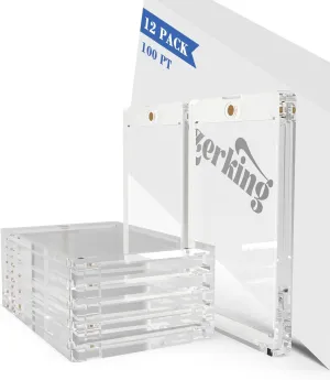 Lzerking Magnetic Card Holders - 12 Pack, One Touch Holder for Trading, Baseball, Sports Cards
