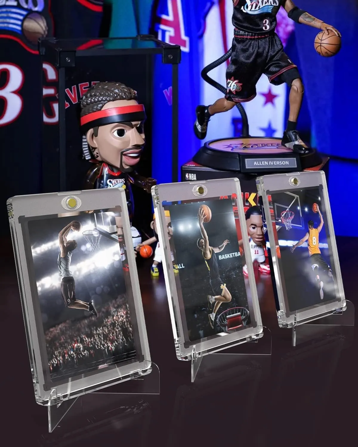 Lzerking Magnetic Card Holders - 12 Pack, One Touch Holder for Trading, Baseball, Sports Cards