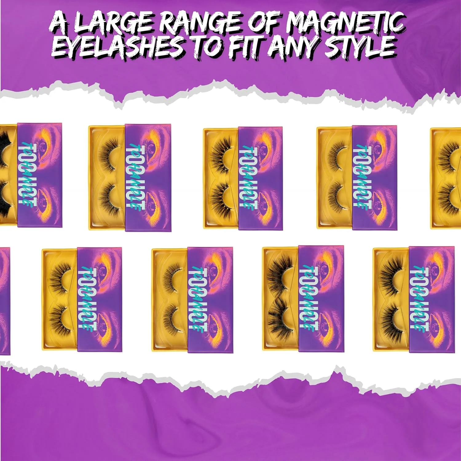 Magnetic Eyelashes with 12 Magnets – Premium Faux Mink Lashes | Reusable 50x | Universal Fit | Vegan & Cruelty-Free | Natural Look – 1 Pair (Too Flawless)